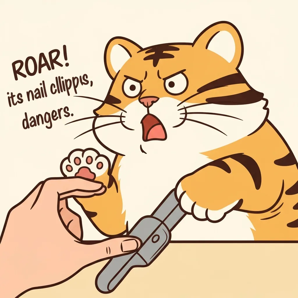 いけぽん: うちの猫ちゃんが爪を切らせてくれないガオ！伸びすぎたら危ないのにーガオ！
