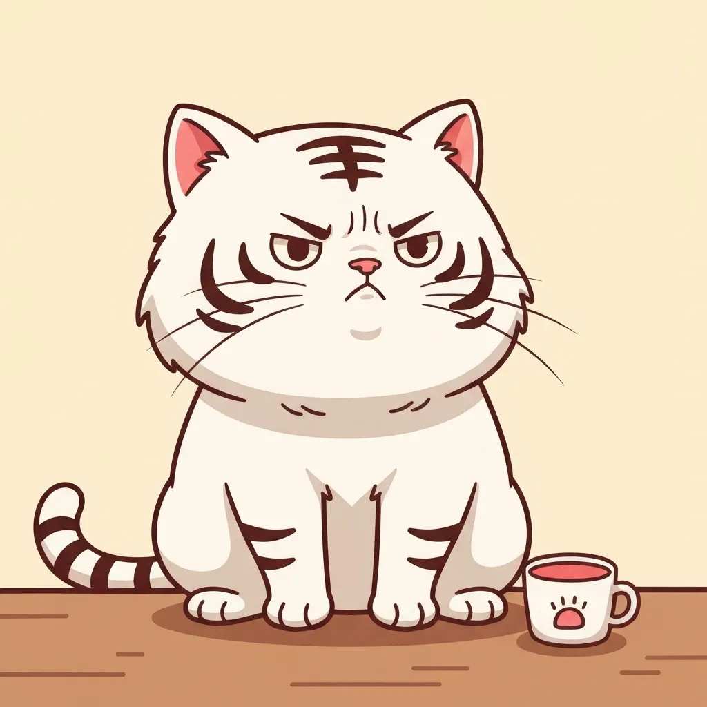いけぽん: 猫さんなのに、眉間にシワが寄ってるなんて、プンプンだガオ！